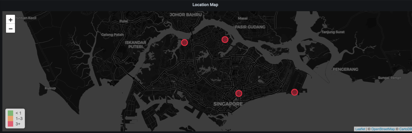 PrometheusCORE location map showing monitored sites across Singapore